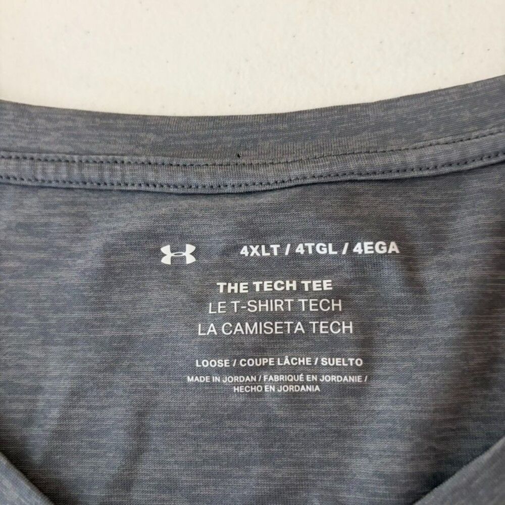 Under Armour T-Shirt Men's 4XL Tall The Tech Tee Gray Short Sleeve V-Neck - Picture 6 of 7